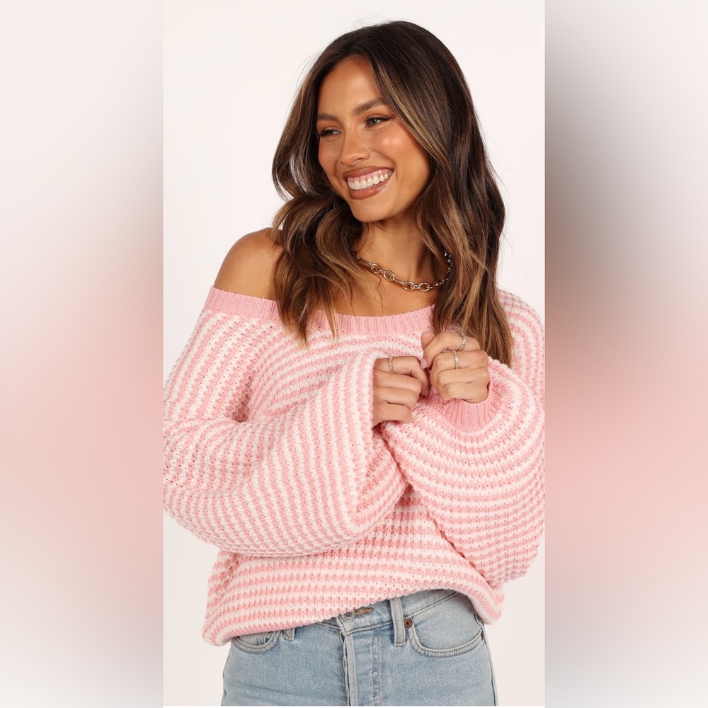 Petal & Pup Becca Crewneck Waffle Stitch Stripe Knit Sweater